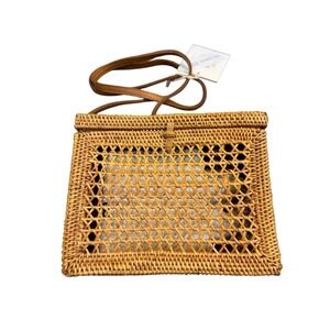 Bembien Medium Brown Rattan Crossbody Bag NWT